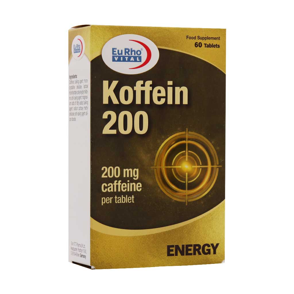 Eurho-Vital-Koffein-200-Mg-60-Tabs قرص کافئین 200 میلی گرم یوروویتال 60 عددی - Image 1